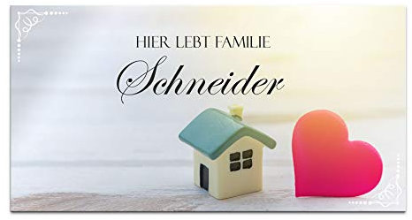 Namensschild Eingangsschild für die Haustür in 3 Größen ab 21x10 cm mit UV Druck und einem einzigartigem Design Türschild Garten Familienschild Klingelschild Klingelplatte Funk-Klingel