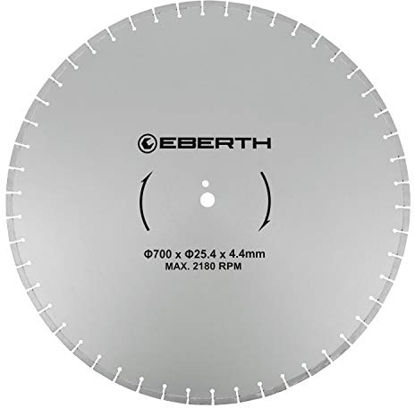 EBERTH Disque à tronçonner diamanté pour la pierre, le béton et le carrelage, Disque diamant de 700 mm de diamètre, alésage de 25,4 mm, épaisseur de 4,4 mm, pour granit, céramique, marbre