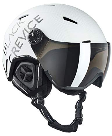 Black Crevice Vail Unisex Adult Ski Helmet with Visor, White Carbon/Black, L (58-61 cm)