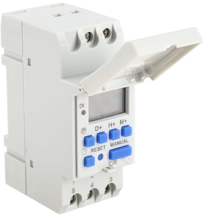 Ausla Minuteur Numérique Programmable, Ecran LCD Interrupteur Horaire Hebdomadaire avec Programmation Minuteur Programmable sur Rail DIN (220 V)