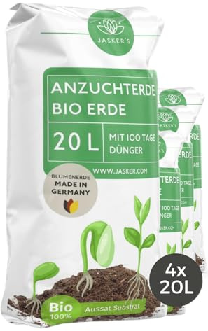 JASKERS® Bio Anzuchterde 80 L | ungedüngt | Torffreie Aussaaterde zur Aufzucht von Tomaten, Chili, Gemüse, Bonsai & Kräuter | Aussaaterde Bio