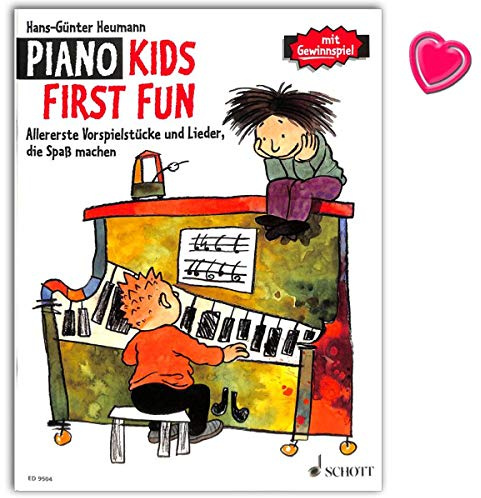 Piano Kids, First Fun - Begleitheft zu Band 1 und 2 der Klavierschule - Allererste Vorspielstücke und Lieder, die Spaß machen. Notenbuch mit herzförmiger Notenklammer