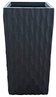 Kante Maceta, hormigón, Negro bruñido, 8.3 x 8.3 x 19.7 Pulgadas