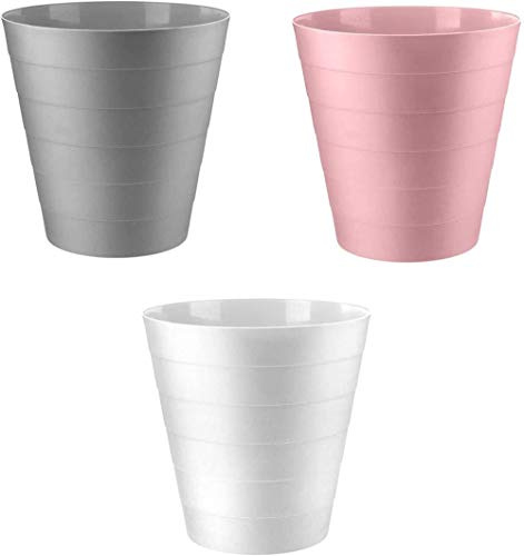 Xicaimen Home+ Plastic Waste Paper Bin Basket 6L Waste Rubbish Trash Can Round Kitchen Bathroom Bedroom Office Garbage Dustbin 6 Litre (White)