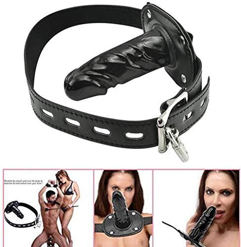 Abschließbar Fetisch Bondage Mundknebel SM Penis Knebel Dildo Knebel Beißknebel mit Einstellbar Lederband Groß (10CM) Anal Plug Gag für Frauen Vagina und Anus Masturbatoren