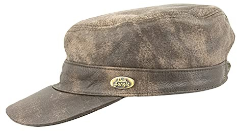 Black Jungle Castro Army Cap läder Cap Military Cap bikerkeps, en storlek, SOLBRÄNNA, En Storlek