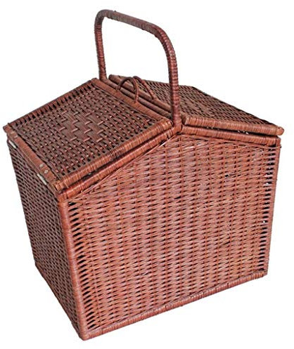 Picknickkorb mit großer Kapazität im Freien Tragbarer Picknickkorb des Supermarkteinkaufskorbs Bambus strickender Rattanpicknickkorb mit Deckelpicknicktasche Picknickkörbe Set Geschenk für Jungen Mädc