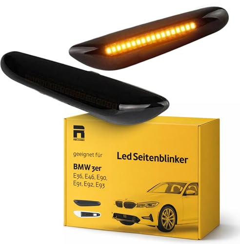 Recambo LED Seitenblinker passend für BMW 3er | E36, E46, E90, E91, E92, E93 | SCHWARZ