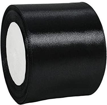 Cinta de satén negro de 75 mm de grosor para envoltura de regalo, manualidades, pelo, ramos de flores, coche de boda, regalos, pasteles, decoraciones navideñas - 22 m