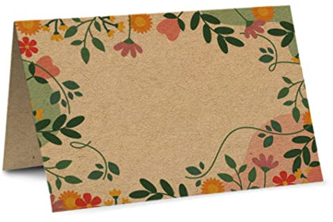 Partycards Tischkarten Geburtstag und Tischkarten Hochzeit, 50 Stück Format DIN A7, mit Blumen Perfekte Hochzeitsdeko Namensschild 50. Geburtstag Tischdeko Hochzeit, Schön DASS du da bist
