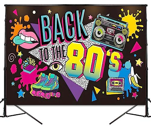 80er Party Banner 80 Jahre Party Dekoration Fotohintergrund zum 80 Geburtstags Party Deko ，180 x 110 cm