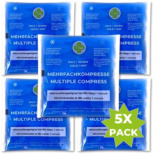 LisaCare Compresas calientes y frías, 5 unidades, 15 x 14 cm, con función de calor y frío, compresas de enfriamiento instantáneo para primeros auxilios, adecuadas para uso deportivo y privado (medio)