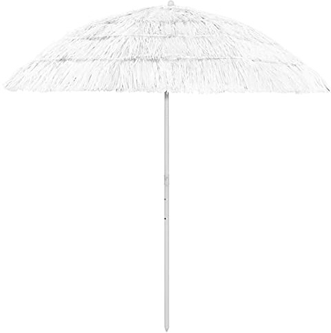 Homgoday Ombrellone da Spiaggia Hawaii Bianco 240 cm, Mobili per Casa Interno Esterno Soggiorno Camera da Letto
