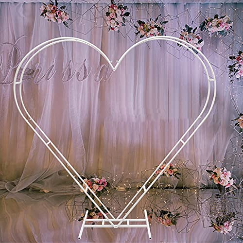Hochzeitsbogen Metall Ballon Blumen Bogen Hochzeit Arch Stand Dekor Ballonbogen Traubogen Gestell StäNder Basisrahmen Hochzeits Hintergrund Deko Feier Party Event Dekoration Rahmen Herz Weiß 2.05M