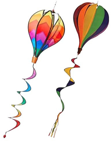 Milisten Windmühlen-Dekorationen Für Den Garten 2 Stück Bunte Windnummernballons Spiralwindsäcke Für Den Einsatz Im Hof ​​und Im Freien