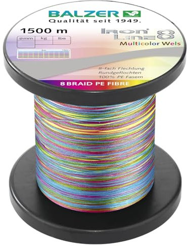 Balzer Ironline Catfish Multicolor - 1500m geflochtene Wallerschnur, Durchmesser/Tragkraft:0.40mm / 40.8kg