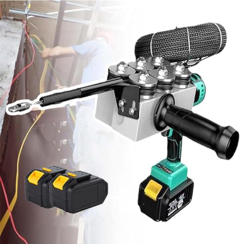 RayGenius Estrattore per Cavi, Infilatrice per Tubi Nascosta con Filo da Elettricista Filettatrice Automatica per Filettare Cavi Elettrici A Filo Scuro.,2battery