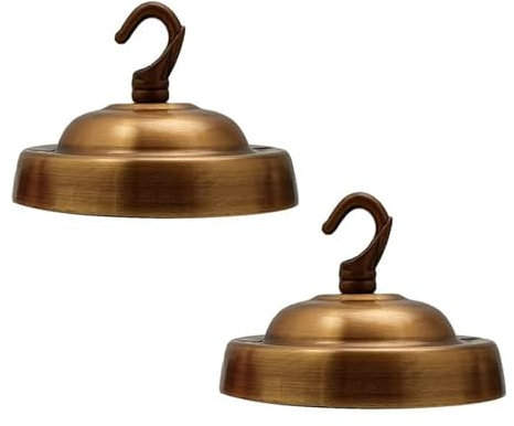LEDSone Deckenrosette Hakenplatte Vintage Gelb Messing Metall 10,5 cm 2er-Pack Antike Einzel-Außenleuchte mit Zubehör für Kronleuchter Pendelleuchten Wandlampen Hängelampen Pflanzgefäße