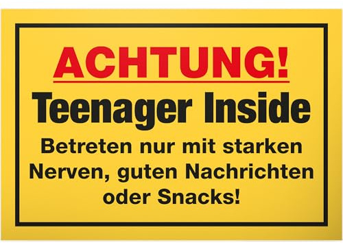 DankeDir! Teenager - Kunststoff Schild 30 x 20 cm - Geschenkidee Teenie Spruch Zimmer Türschild Jungen & Mädchen Jugendzimmer - Dekoration Deko Geschenk Idee Jugendliche Tür Deko Geburtstag