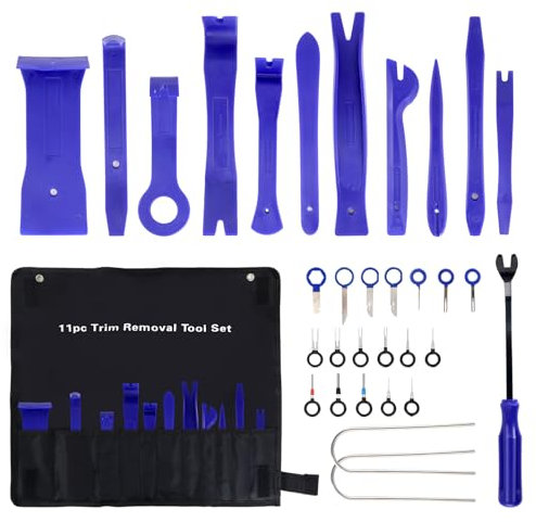 Bubuny 32PCS Coche Kit Desmontaje Coche,Juego de cuñas para Desmontar Revestimientos Interiores de Automóviles,Herramientas de Palanca Automóviles para la Eliminación de Puerta del Coche Trim Paneles