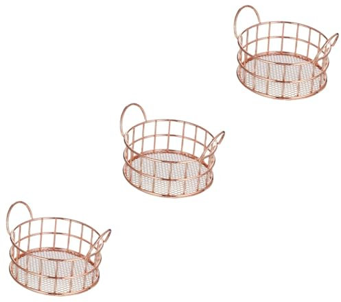 Ciieeo 3pcs Sturdy Metal Craft Storage Basket Tabletop Fruit Basket for Organizing Snack Bin