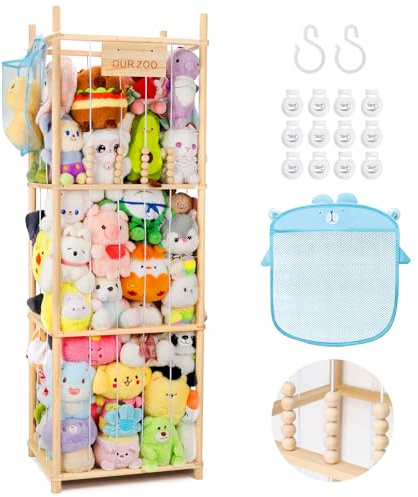 Wuciray Rangement Peluche Chambre Enfant Range Peluche en Bois Rangement Doudou Grande Capacité Meuble Rangement Jouet Enfant Adapté au Salon et à la Chambre à Coucher Coffre a Jouet