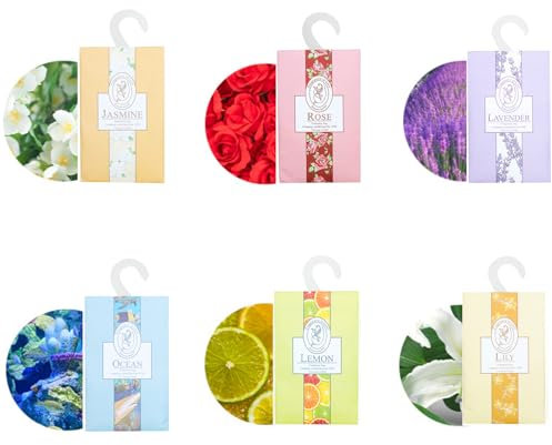 Wardrobe Fresheners Drawer Fresheners, 6 Sachets With Hanging Sachets, Aromatherapy Bag with Natural Mothproof Agent for Closets, Drawers, Homes, Cars, and Offices