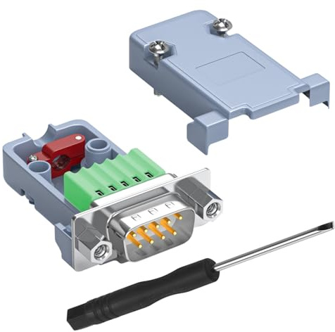 QIANRENON Kompakter DB9 Lötfreier Serieller Anschluss Vergoldeter DB9 Stecker Crimp Klemme Breakout Adapter D-SUB 9Pin Solderless Plug, Vordere Mutter, für Reparatur RS232/RS485/RS422 Interface