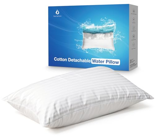 Itartshion® The Innovator of Water Pillow,100% Cotton, 500 Thread Count, Adjustable, Ultra-Soft, Machine Washable, Pillow for Neck Pain Relief, Ideal for All Sleep Positions (Narrow Stripe)