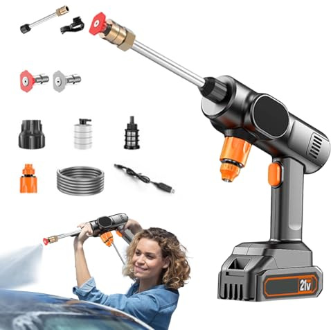 Limpiador de Alta Presión para Coche | Limpieza Cercas - Dispositivo de Limpieza de Alta Presión Portátil Inalámbrico de 21V con para Lavado de Casas, Automóviles, Callejón de Garaje y