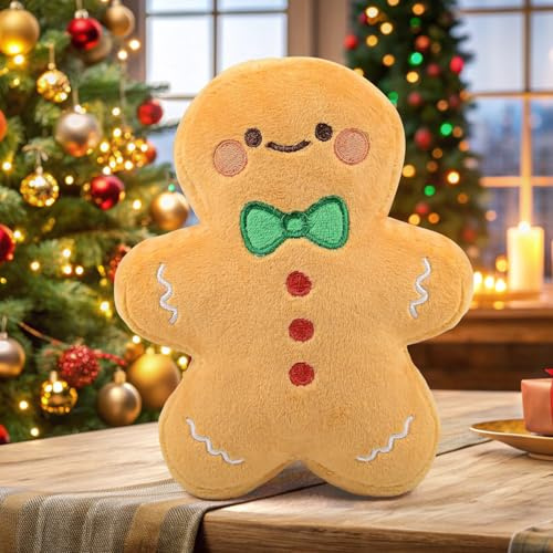 Vibbang Lebkuchenmann Kissen, 20 cm Weihnachts Kissen Weihnachts Lebkuchen Plushie, Lebkuchenmann Spielzeug, Niedliche WeihnachtsKissens, Kleine Geschenke für Kinder Frauen