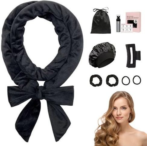 Pmueuff Neu Lockenwickler Über Nacht, 9 Stück Heatless Curls Set mit Schlafmütze und Haarnadel, Locken über Nacht DIY Locken Ohne Hitze, Heatless Curls Band für Mittleres Langes Haar