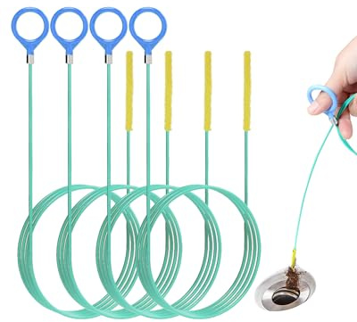 Abflussreiniger Spirale 4 Stück, 90CM Abflussspirale Reinigungsschaken Sticks, Flexibles Abflussbürste Haar Clog Tool für Badewanne Abwasserkanäle Waschbecken