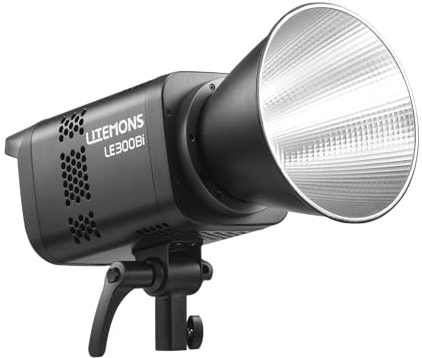Godox LE300Bi - Luz de video LED COB bicolor de 220 W con soporte Bowens, 2800 K-6500 K, CRI/TLCI≥98, atenuación de 0 a 100%, 11 modos FX, control Bluetooth/DMX para transmisión de estudio