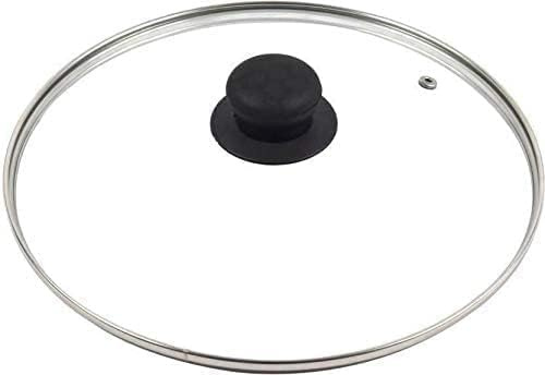 PRICE BEATER Universal Tempered Glass Lid Cover with Stainless Steel Rim & Knob, Fits Frying Pans, Pots, Skillets, Saucepans & Casseroles, Transparent Kitchen Cookware Cover, (1 Pcs, 28CM)