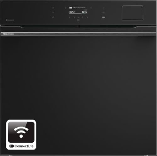 Hisense BI614P8B, Línea H800, Horno eléctrico multifunción, 60 cm, 77 litros, temperatura máxima 320°, WiFi, pantalla a color, color negro, clase energética A+