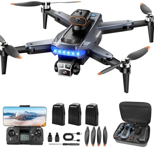 HYTOBP P17 GPS Drohne mit Kamera 4K für Erwachsene, bürstenloser Motor, 54 Min Flugzeit mit 3 Akkus, unter 249g C0, 5G Übertragung, Follow Me, Infrarot-Hindernisvermeidung, faltbar(Schwarz)