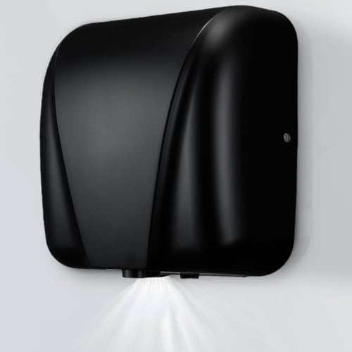 BESTXH Asciugamani Elettrico Automatico Commerciale, Asciugamani Elettrico A Induzione in Acciaio Inox, Asciugamani Elettrico per Bagni Pubblici da 1800 W, per Uso Commerciale,Nero