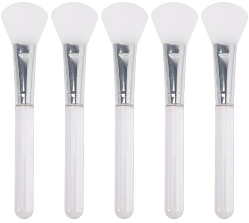 LOORGVEL Cepillo de Silicona para Mascarilla Facial, Aplicador Reutilizable y Portátil, 5 Piezas para Uso Diario y Profesional, Blanco