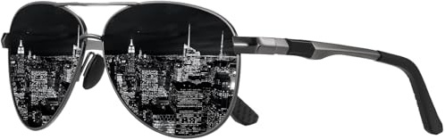 Lunettes De Soleil Hommes/Femmes Polarisées Métal Aviateur Protection UV400 | Légère Monture métal,Plaquettes de nez réglables, antidérapant,Pilote Style,Anti-Reflets,Conduite,Pêche,Sports,voyages/plage