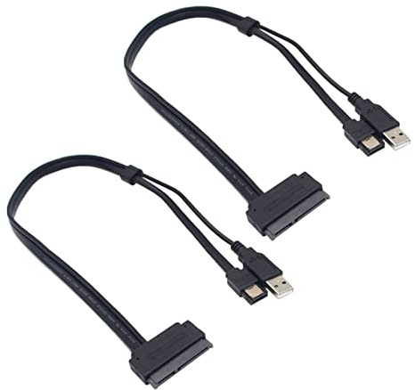 Deechate Lot de 2 adaptateurs de câble USB pour disque dur 2,5 22 broches vers ESATA pour disque dur optimisé SSD, prise en charge UASP