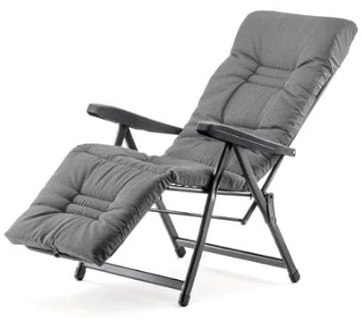 MA MAISON Sdraio Reclinabile Imbottita 154x60x65 cm - 6 Posizioni, con Prolugna Estendibile, Braccioli Ergonomici, Struttura in Acciaio, Poggiapiedi, per Interno, Esterno - Made in Italy GRIGIO