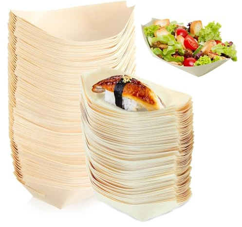 yolzhxe 100 st. träskål fartyg, 11 x 7 cm fingermatskålar | Fartsnacksskålar biologiskt nedbrytbara snackskålar i trä stapelbar förvaring, för pommes chips snacks dessert