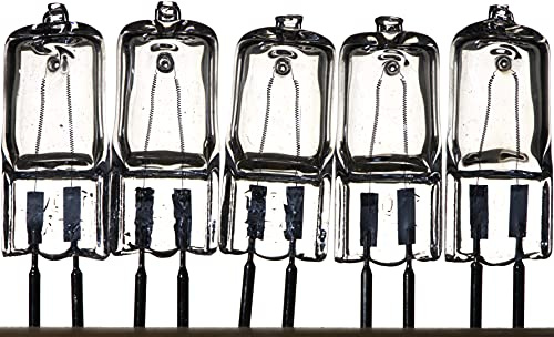 TVaromatics 35W 110V JCD T4 Clear Halogen G5.3 Bipin C2V Filament Pack of 5 Bulbs for Aroma Lamps Oil Warmers