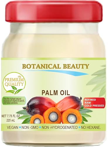 Botanical Beauty PALM OIL 100% Pure Natural Cold Pressed Food Grade 7.75 Fl. oz 225 ml (2 Pack)