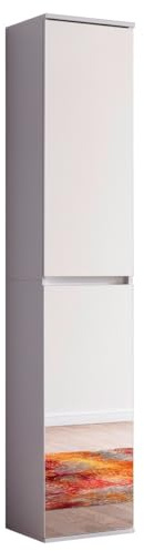 trendteam smart living - Mirror - Garderobenschrank - Weiß - Mehrzweckschrank mit reichlich Stauraum - (BxHxT) 37 x 191 x 34 cm - 7 Einlegeböden