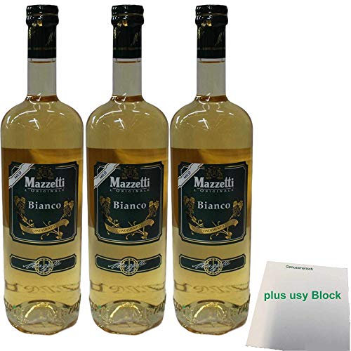 Mazzetti Condimento Bianco Balsamico Weissweinessig (3x1 L Flasche) + usy Block
