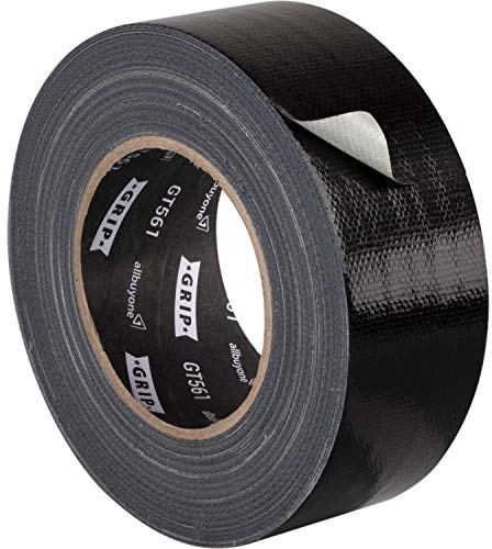 GRIP Eventbasics Gaffa Tape schwarz 50 mm x 50 m, GT 561 Allround Panzertape, gewebeverstärktes Universal Klebeband mit starker Klebkraft zum Reparieren, Abdichten, Befestigen uvm.
