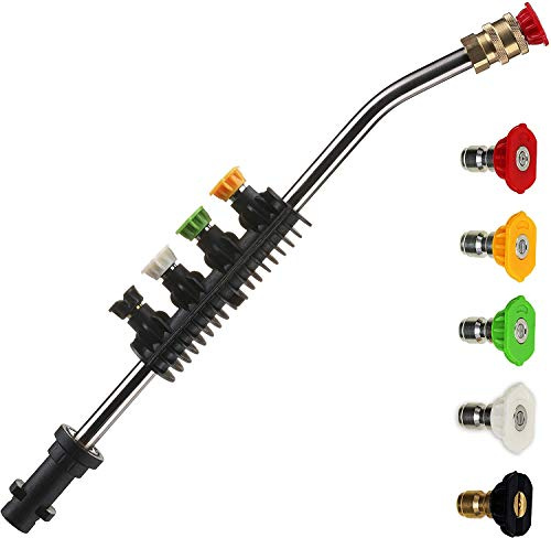 YUET Pressure Washer Accessories Dirt Blaster Power Lance for Karcher K2 K3 K4 K5 K6 K7 Kärcher Series, Jet Wash Extension Wand Gun Spray & 5 Replacement Nozzles Tips, Gutter Rod Cleaner 58cm 23''