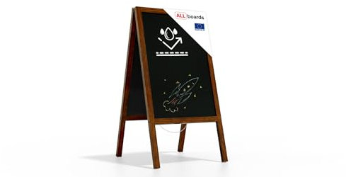 ALLboards Chevalet Stop Trottoir Exterieur avec Cadre en Bois Laqué 118x61cm, Chevalet Ardoise, Tableau publicitaire extérieur